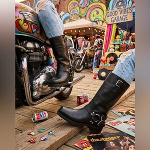 NWT Michael Kors Black Leather Moto Boots Size 9.5